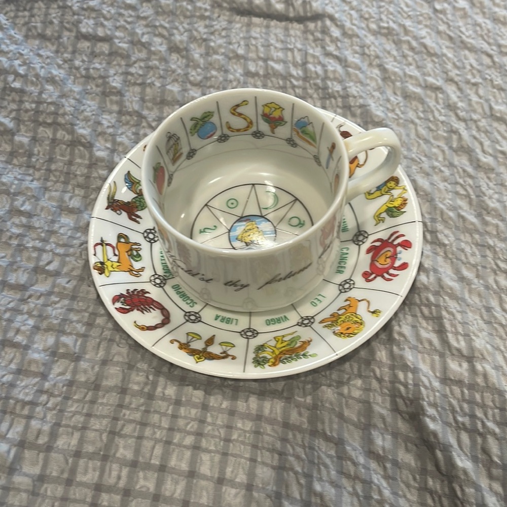 Japan G Lauren Giftcraft Teacup Saucer Zodiac Clover Celestial Fortune Plate Cup